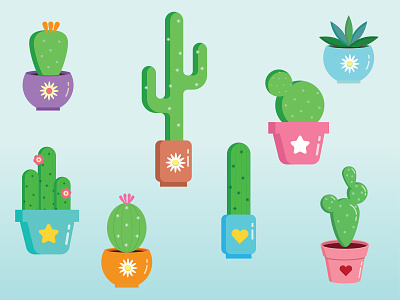 Cactus Collection cactus icon illustration plant pot