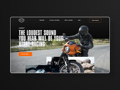Harley Livewire clean design flat graphic design landing page minimal sketch typography ui ux web website
