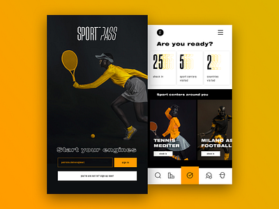 SportPass account account page app login mobile mobile ui onboarding plan sport ui ux