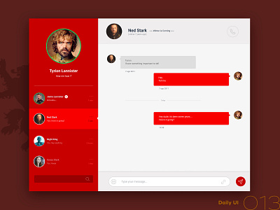 Daily UI #013 013 chat app dailyui gameofthrones got message app