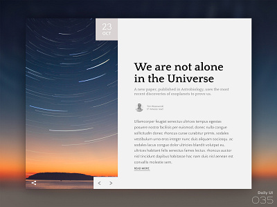 Daily UI #035 035 blog blogpost dailyui et post ufo universe