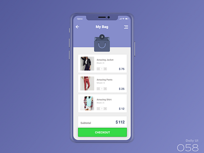 Daily UI #058 058 bag cart dailyui shopping bag shoppingcart