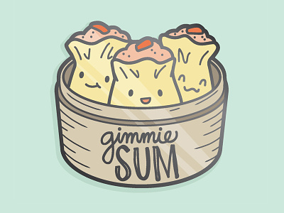 Gimmie Sum cute dim sum dumpling enamel pin funny illustration illustrator pin design shumai