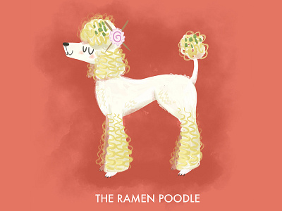 Ramen Poodle cute dog food illustration photoshop poodle pun ramen