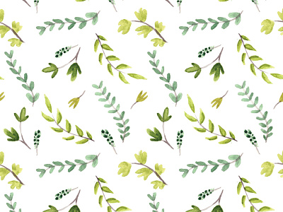 Botanical Pattern botanical branches decor green leaves pattern plants repeat pattern vines watercolor wedding