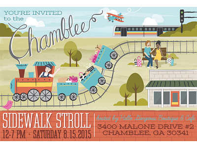 Chamblee Sidewalk Stroll atlanta chamblee cute flyer illustration illustrator postcard promotional art