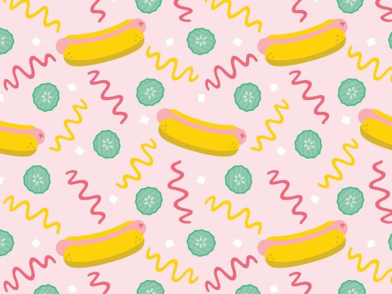Hot Dog Repeat Pattern cookout memorial day illustrator illustration repeat pattern pattern cute ketchup mustard pickle hot dog summer