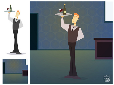 Waiter digital illustration illustration illustrator restaurant vectorial draw waiter wakom