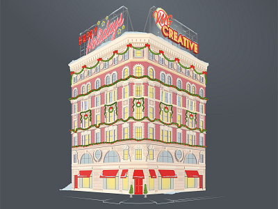 VMG Holiday Card Illustration architecture building holiday illustration