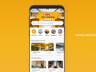 Yache - Hostel Booking adobe xd android android app android app design app application design hostel booking hotel booking hotel booking app ios ios app ios app design mobile app mobileapp ui ui ux uidesign uiux xd