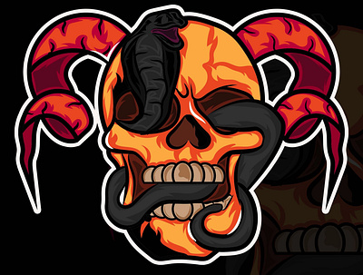 Snake and Skull Illustration evil horror illustration illustrator logo skull snake vector
