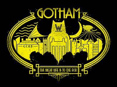 Gotham Deco art deco batman city comics gotham illustrator nerdy retro shirt vector vintage