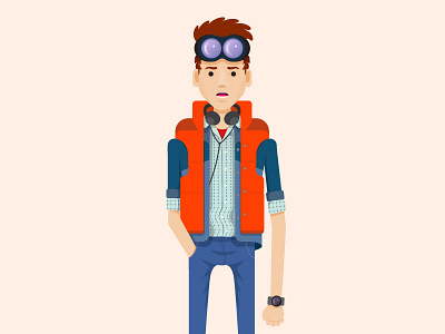 Marty Mcfly 80s back to the future character design hollywood illustration movies vector
