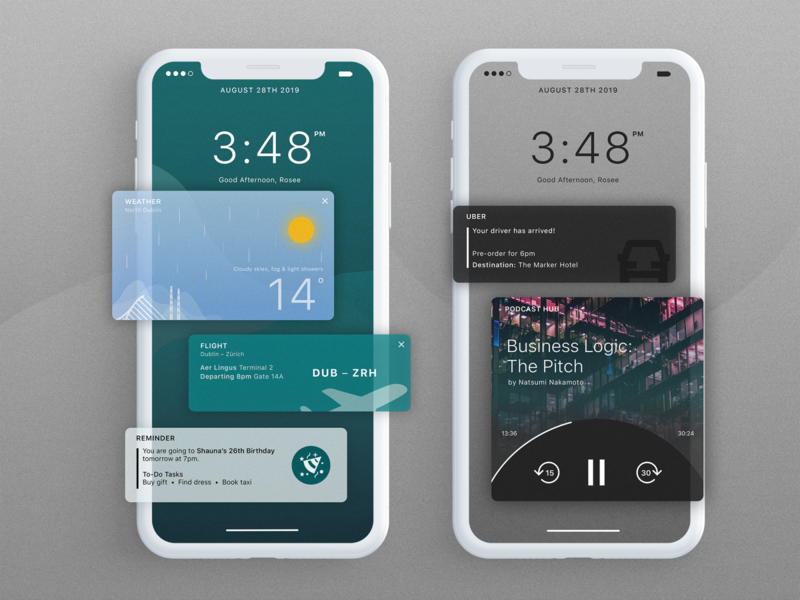 Notify & Remind creative ui ux adobe adobe photoshop daily illustration lockscreen homescreen flight uber design podcast logo weather forecast reminders reminder notification center notification iphonex
