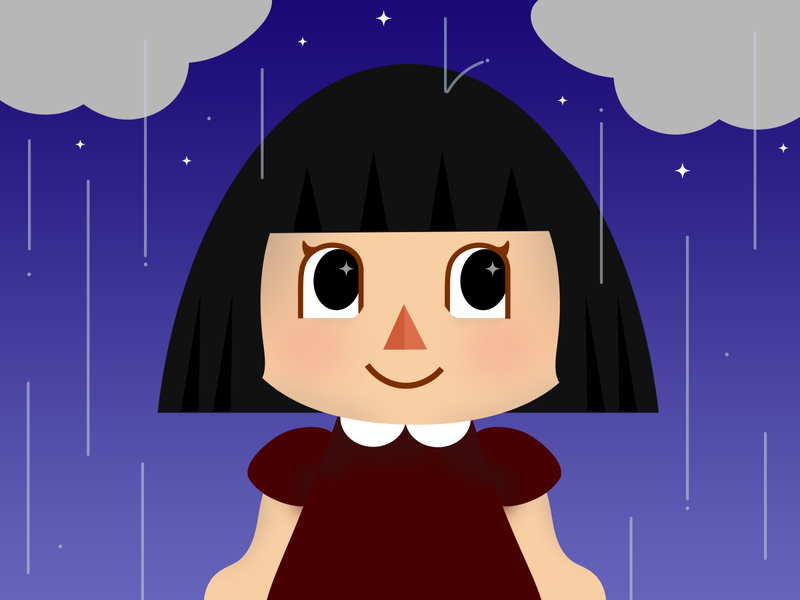 Animal Crossing Rainy Days color transition game art video game cartoon night rainy day rain cute characters animal crossing illustration character design character