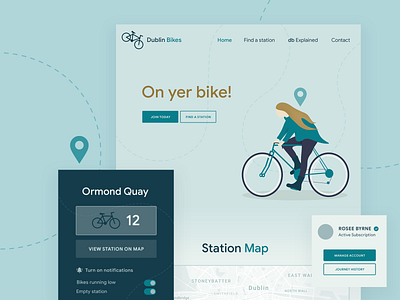 Dublin Bikes Redesign Concept accounting apple bike branding creative design dublin dublin bikes gradient homepage illustration ireland live updates notifications ui