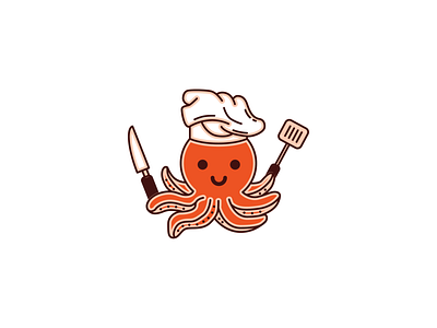 Octopus Logo branding design logo logo design octopus orange restaurant