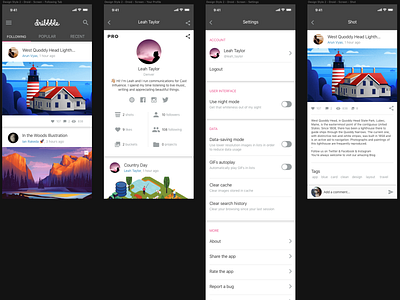 Dribbble iOS App Design Study #1 design study dribbble dribbble app dribbble mobile app ios iphone x material design style idea