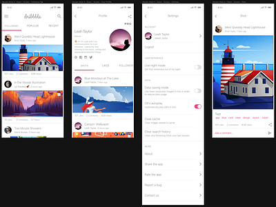 Dribbble iOS App Design Study #2