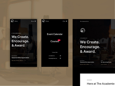 Academie Du Vin: Mobile landing page ui ux web website