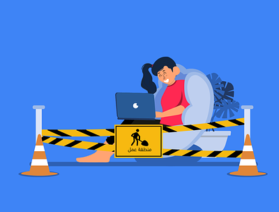 caution ⚠ working area animation art character color design drawing flat illustration illustrator vector