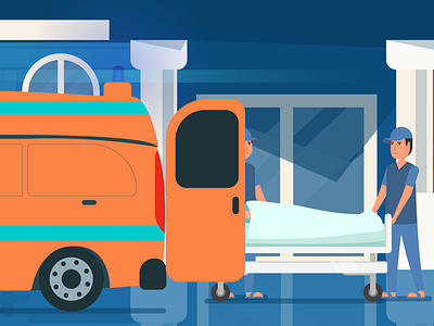 Ambulance hospital animation art brand branding character clean color design drawing flat forest glass illustration illustrator lettering logo type typography ui vector
