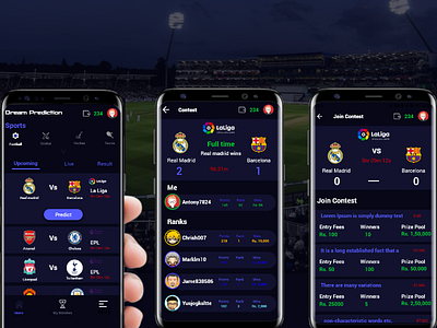 Sports Prediction app adobe photoshop adobexd prototyping ui design