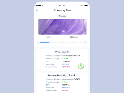 Fabric company production processing flow adobexd uidesign