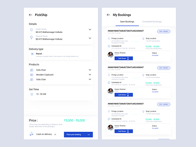 Pick-ship Booking section