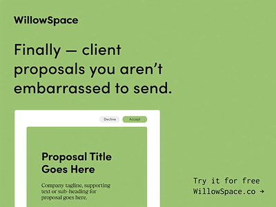 Build beautiful proposals in WillowSpace - a CRM for designers. brand design branding business automation business software client management crm design graphic design marketing tips small business ui