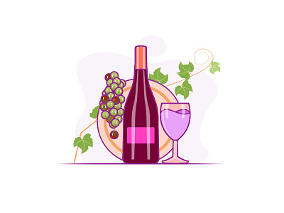 Wine illustration wine，linear