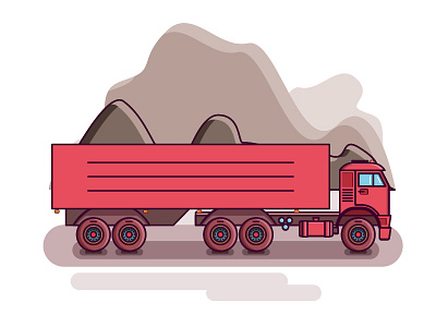 Truck illustration，truck，mountains linear