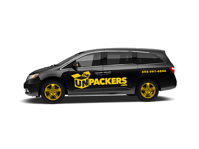 The UNpackers Mobile brand branding fleet identity logo unpack vehicle