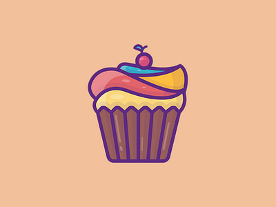 Cupcake 🧁 colorful cupcake cute design fun food illustration minimal outline simple sticker vector yummy