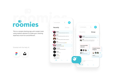 Design Challenge - Roomies App chat app chatting design challenge design exercise design exploration design thinking figma group chat roommate ui design ux design