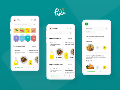 Fude High Fidelity Ui branding design design challenge design exercise design exploration design thinking figma food delivery app ui ui design ux design