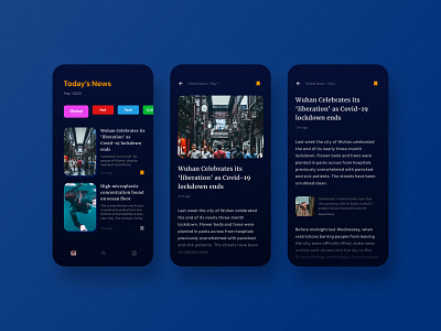 News App Exploration dark app dark ui design exploration information design news reading app simple design simple ui typography ui design