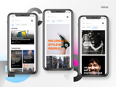 FOCUS. content design design challenge design exercise design experiment design exploration design thinking figma figmadesign mobile ui news news feed photography ui design ux design