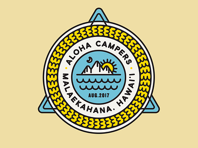 Aloha Campers aloha badge beach camping design hawaii illustration lei patch