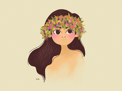 Haku flower crown girl haku haku lei hawaii illustration lei