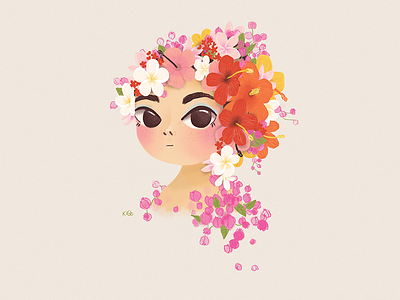 Flower Girl aloha girl hawaii hibiscus illustration lei plumeria tropical