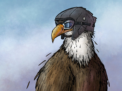 Eagle in Goggles art aviator bird eagle goggles illustration krita