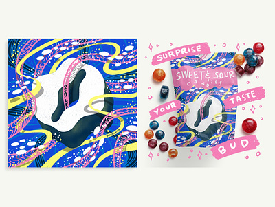 2021 36DOT Series - Letter O 36daysoftype candies commercial art food godis hand lettering illustration mockup packaging playful procreate ribbons sweets typography whimsical