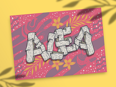 Alea celestial gift card hand lettering illustration illustrative lettering intricate name pink poster ribbons space type art universe vector illustration vector lettering whimsical yellow
