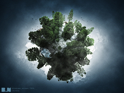 little world 3d bird c4d cloud sphere tree vue10