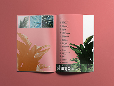 Magazine Mockup - Contents Page graphic design magazine pink print tropical