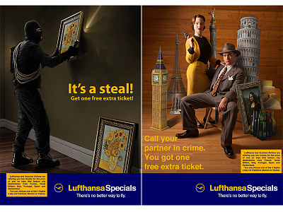 Lufthansa Campaign - 2 Tickets for the price of one advertising graphic design lufthansa poster design travel visuals
