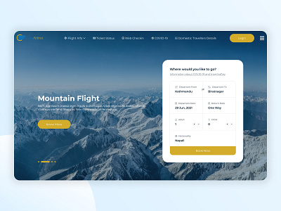 Guna Airlines Landing Page airlines airplane airport banner design figma graphic design landing page mockup navigation plane search search bar ui website