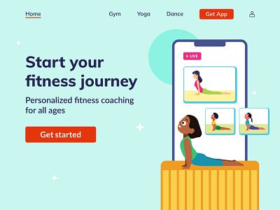 Fitness App app design art design designer fitness graphic design hero banner illustration illustrator landing page minimal ui ui design ui designer user interface vector web design