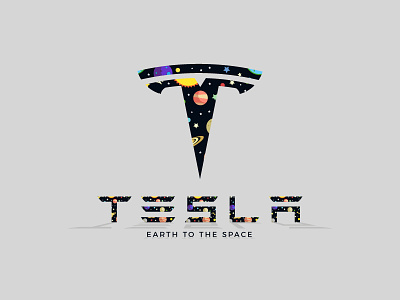 Tesla - Earth to the space art brand branding color design flat icon illustration logo love power space space art spacetravel tesla typography vector